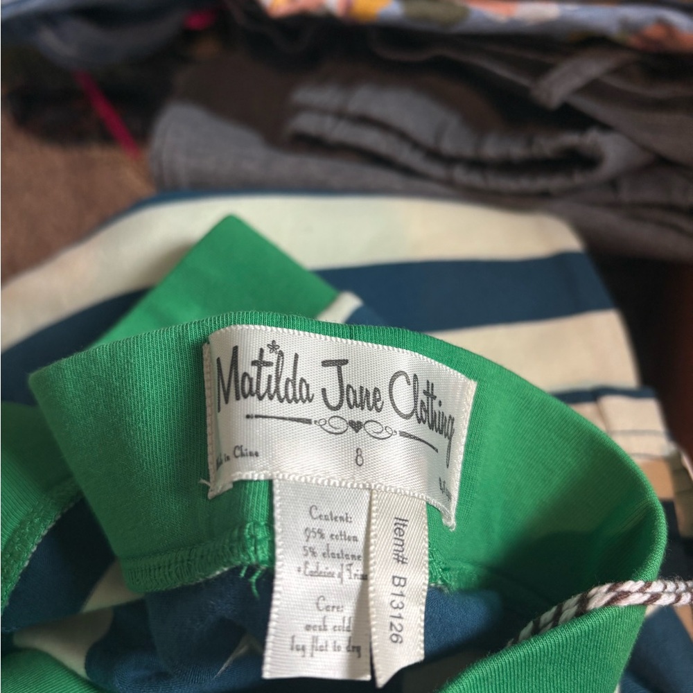 Matilda Jane Green and White Casual Wide-Leg Pants - Picture 6 of 6